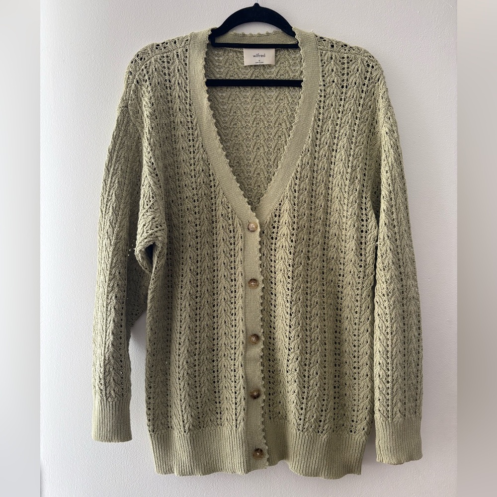 Aritzia Wilfred Sage Open-Knit Cardigan